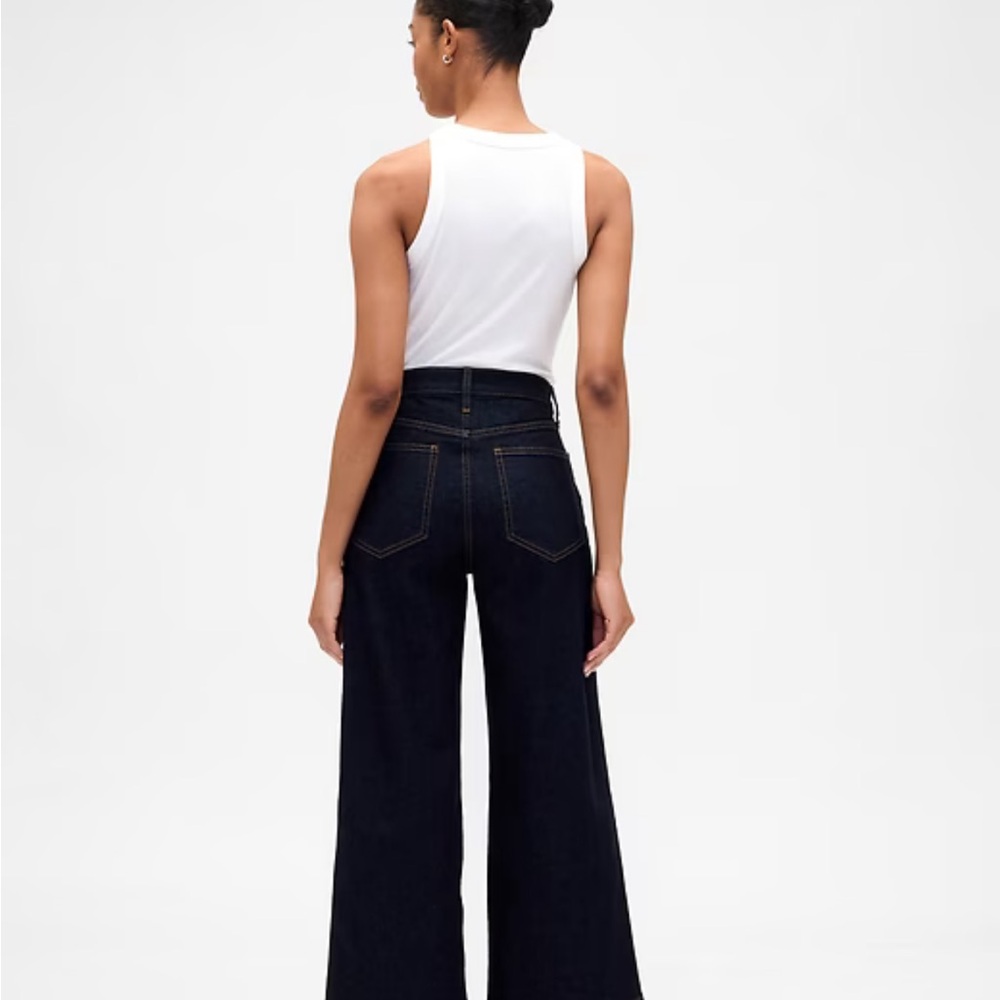 Gap High Rise Wide Leg Crop Jeans Dark Wash Size 25 New with Tags - Picture 3 of 5